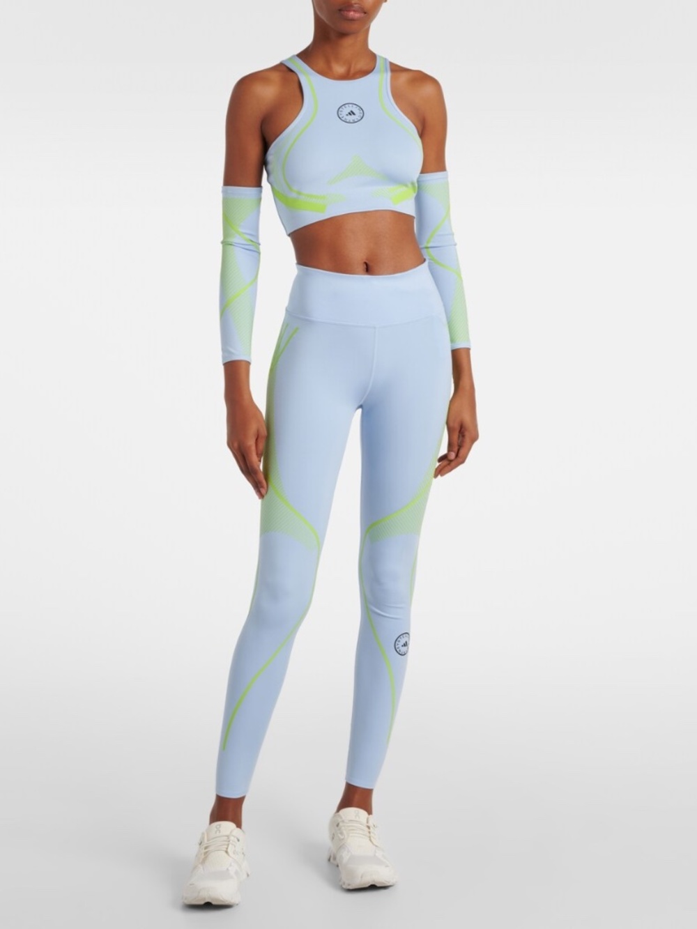 Adidas Stella McCartney leggings NWT L Glow Blue True Pace  asmc  training 7/8